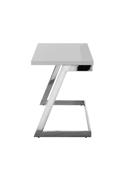 Grey & Silver Chrome Z Shaped Writing Desk